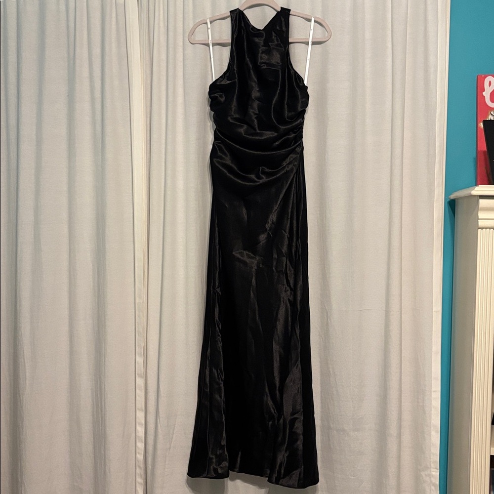 AW Bridal Elegant Black Satin Gown